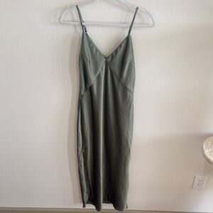 Elegant Olive Green Slip Dress - XS